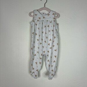 Ralph Lauren Baby Polo Bear Print Cotton Footed Romper White Sleeveless Size 6M